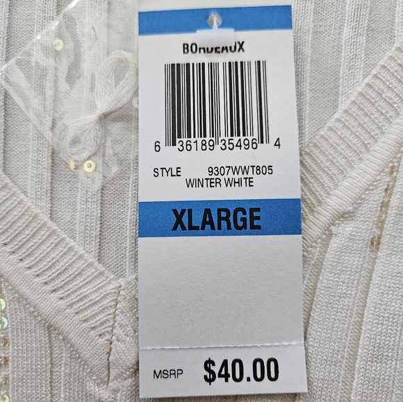 NWT - Silk Blend Style&co. Winter White Festive Jersey - Size XL - Picture 5 of 10